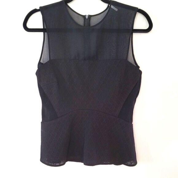 SANDRO Paris black MeshPeplum top  size Small - Picture 3 of 15
